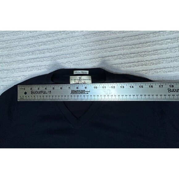 Fairway & Greens Mens Italian Merino Pullover V-Neck Golf Sweater Medium Navy - Picture 6 of 9